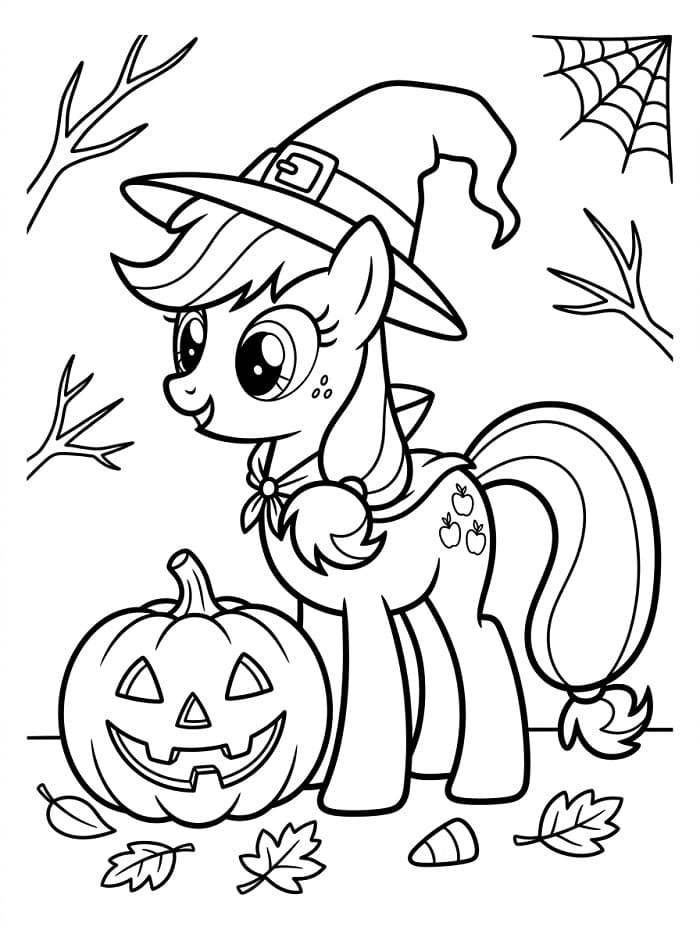 Coloriage Applejack à Halloween