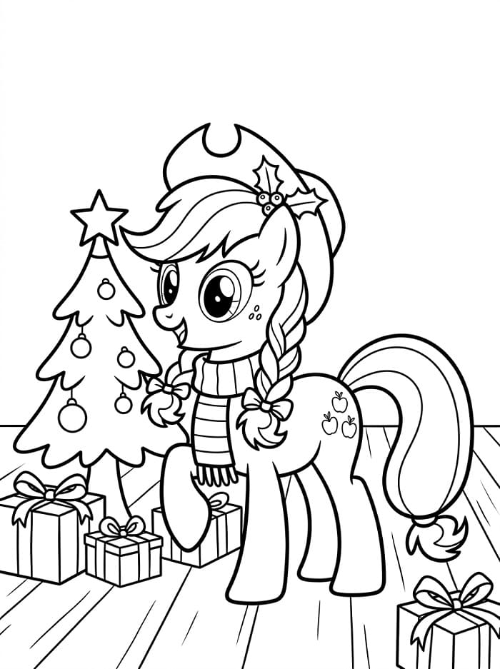 Coloriage Applejack à Noël