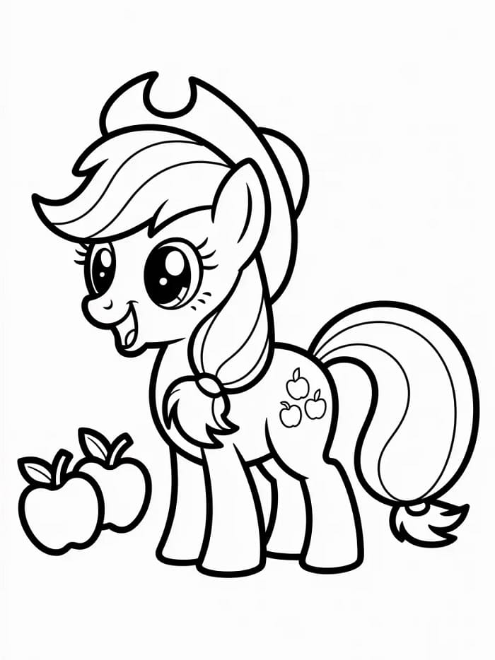 Coloriage Applejack aux pommes
