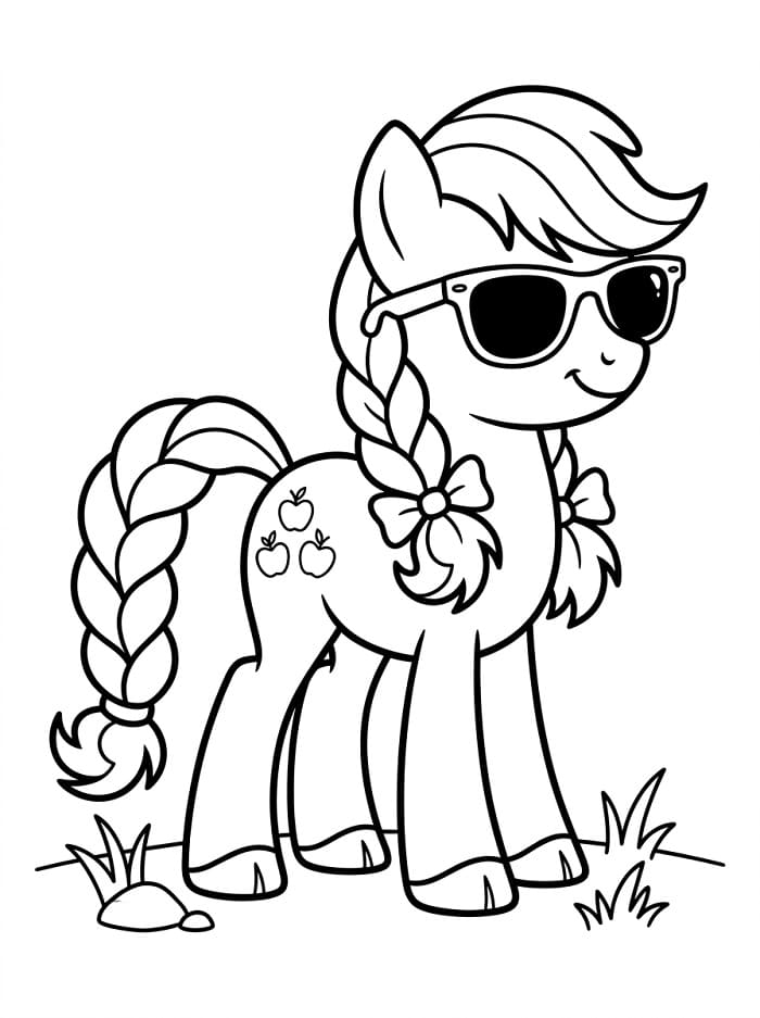 Coloriage Applejack avec des lunettes de soleil