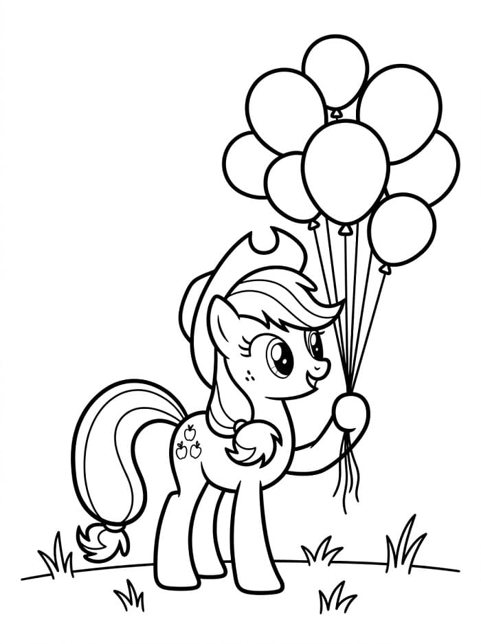 Coloriage Applejack et des ballons
