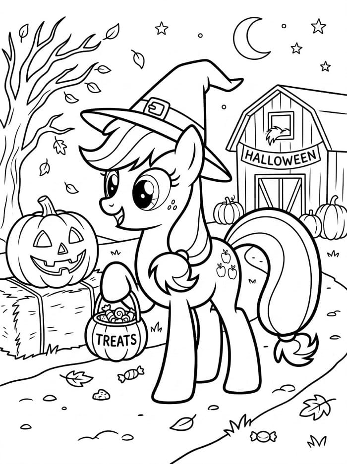 Coloriage Applejack et Halloween