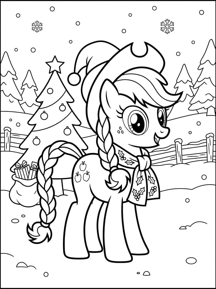 Coloriage Applejack et Noël
