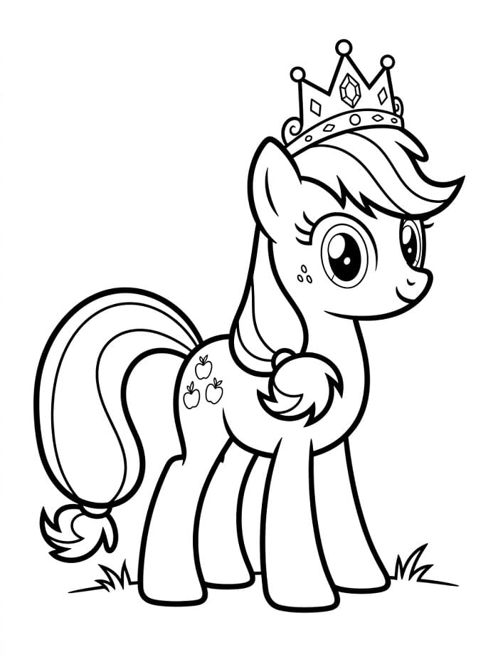 Coloriage Applejack portant une couronne