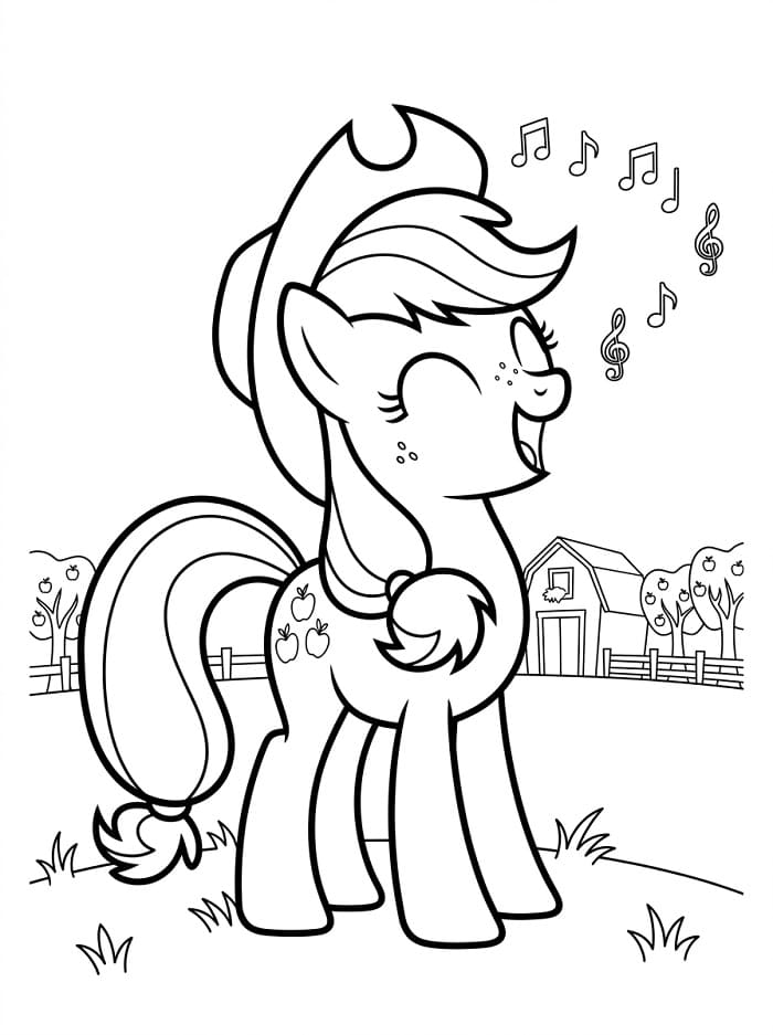 Coloriage Applejack qui chante