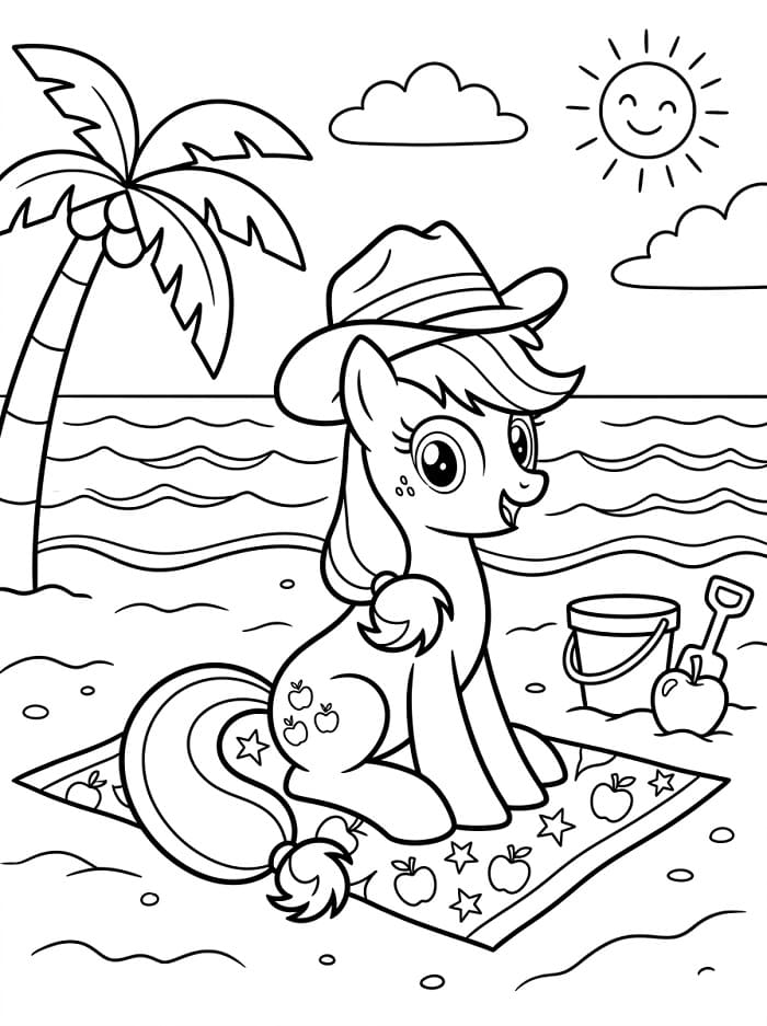 Coloriage Applejack sur la plage