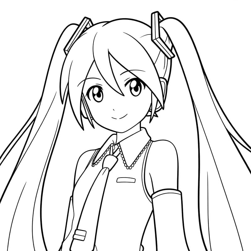 Coloriage Dessin de Hatsune Miku Gratuit