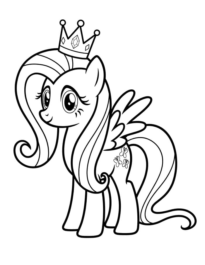 Coloriage Fluttershy avec une couronne
