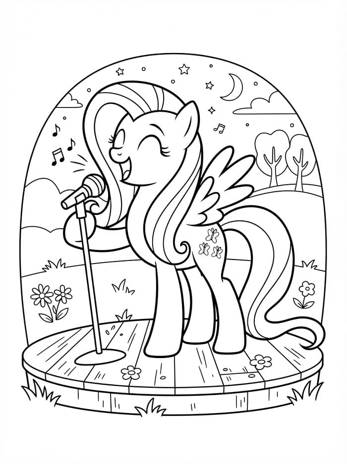 Coloriage Fluttershy chanteuse