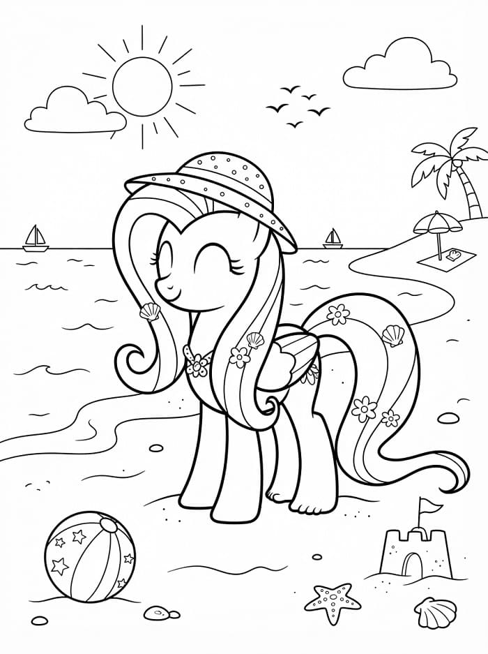 Coloriage Fluttershy en vacances