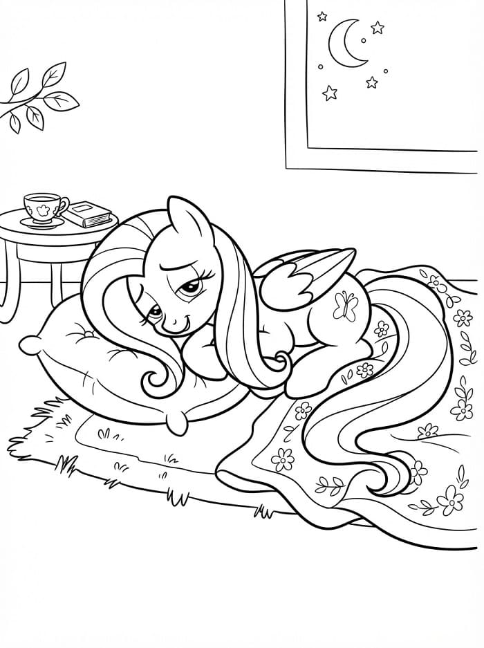 Coloriage Fluttershy paresseuse