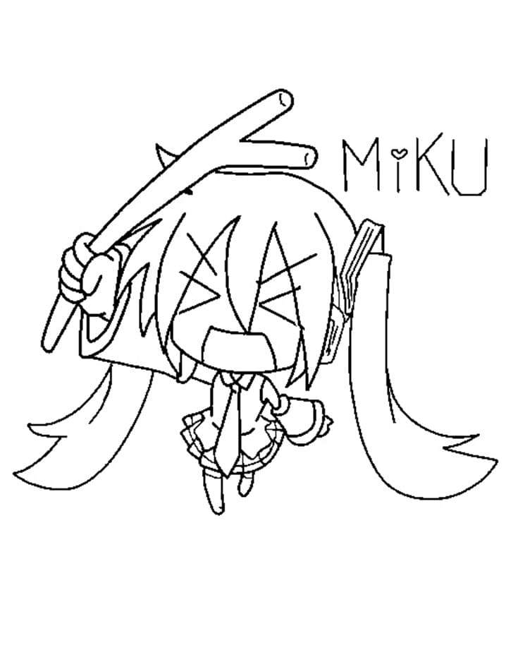 Coloriage Hatsune Miku hilarante