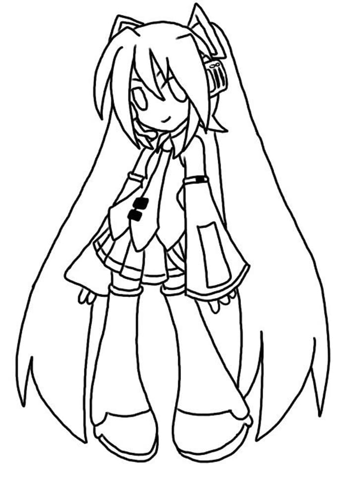 Coloriage Hatsune Miku joyeuse