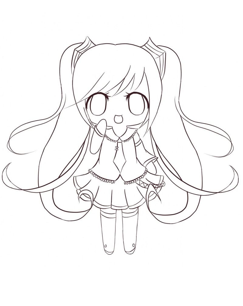 Coloriage Hatsune Miku Kawaii
