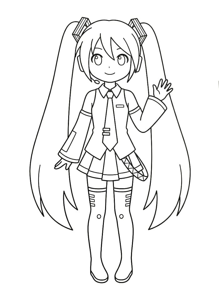 Coloriage Hatsune Miku souriante