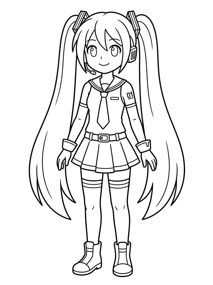 Coloriage Hatsune Miku très mignonne