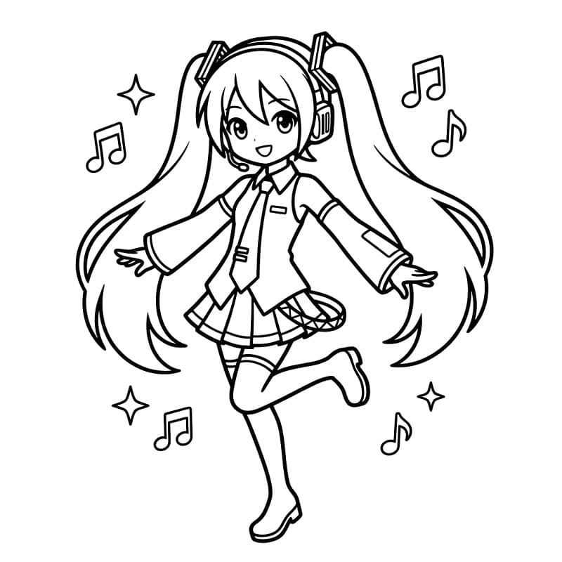Coloriage Jolie Hatsune Miku