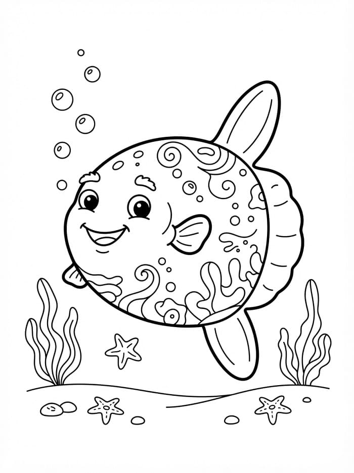Coloriage Poisson-lune de dessin animé
