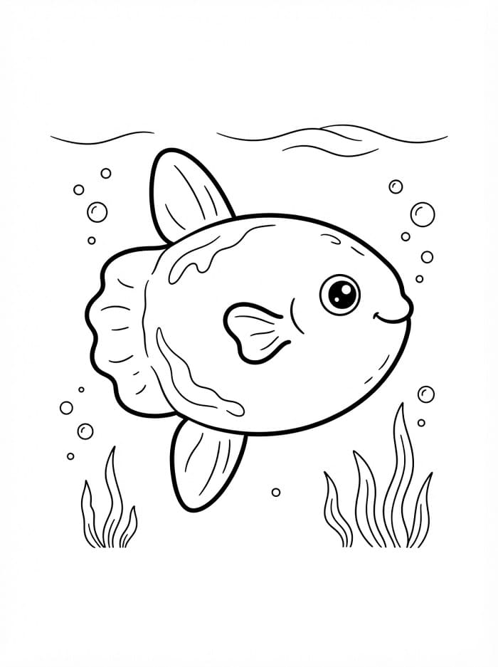 Coloriage Poisson-lune heureux