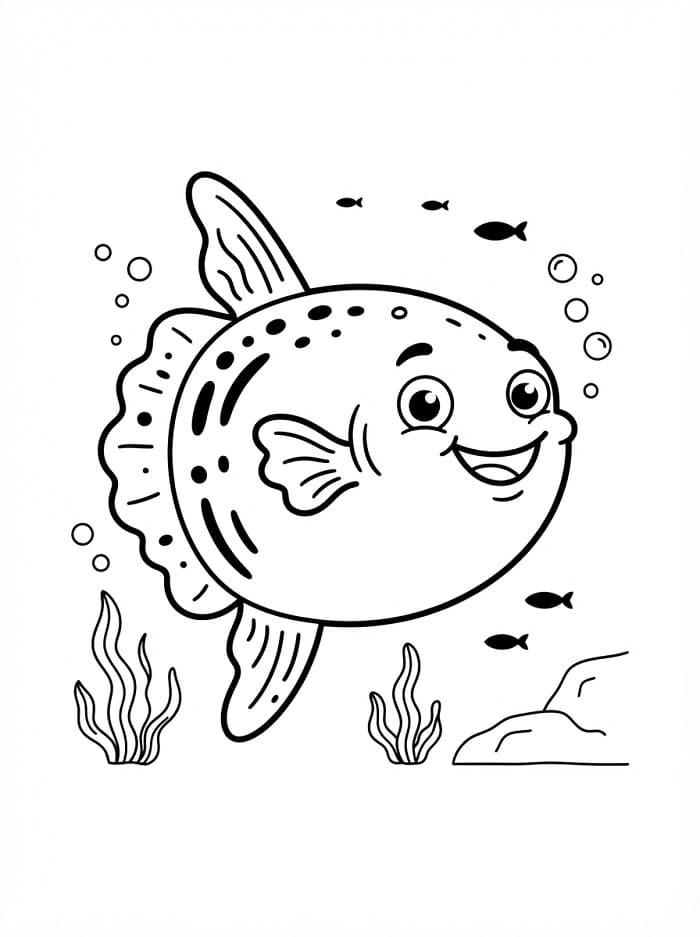 Coloriage Poisson-lune joyeux