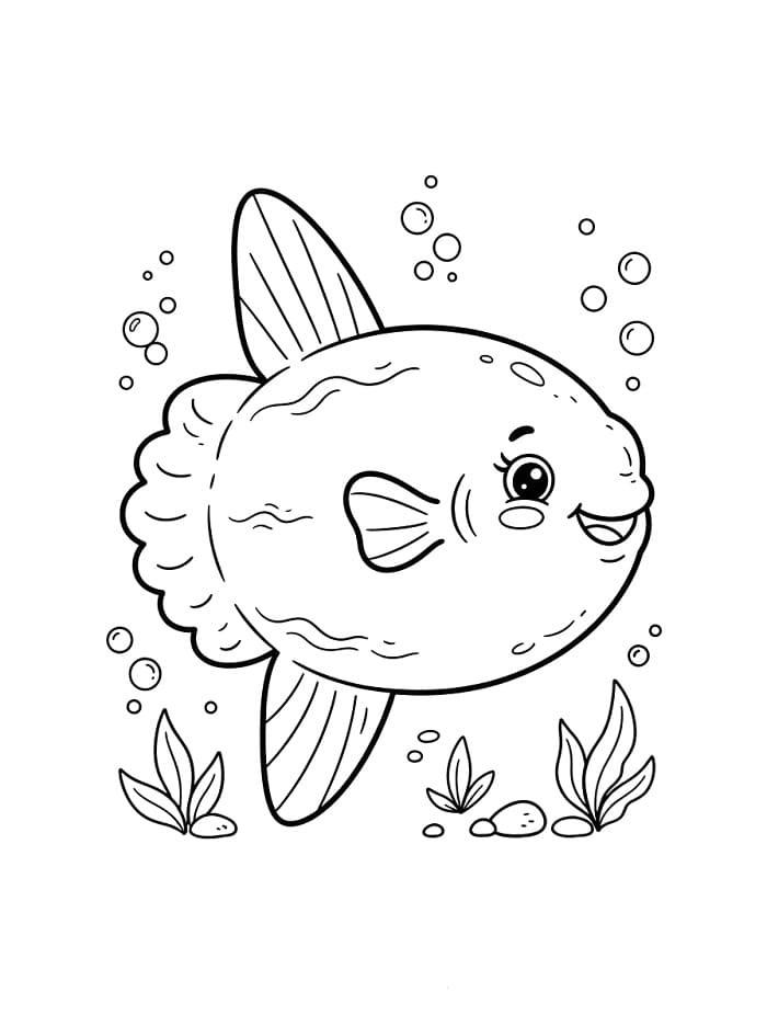 Coloriage Poisson-lune mignon
