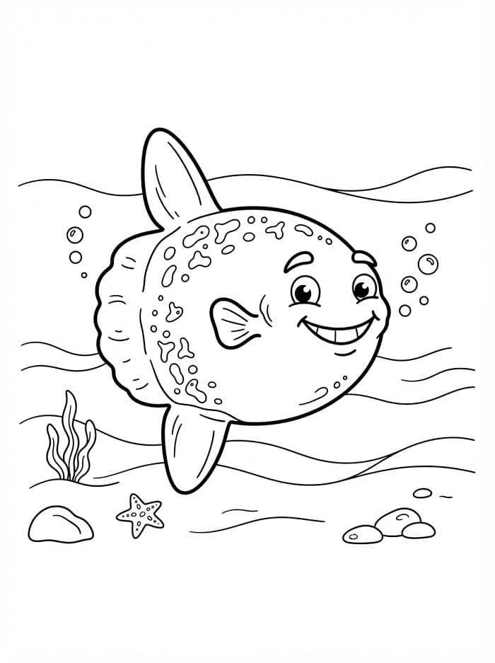 Coloriage Poisson-lune rigolo
