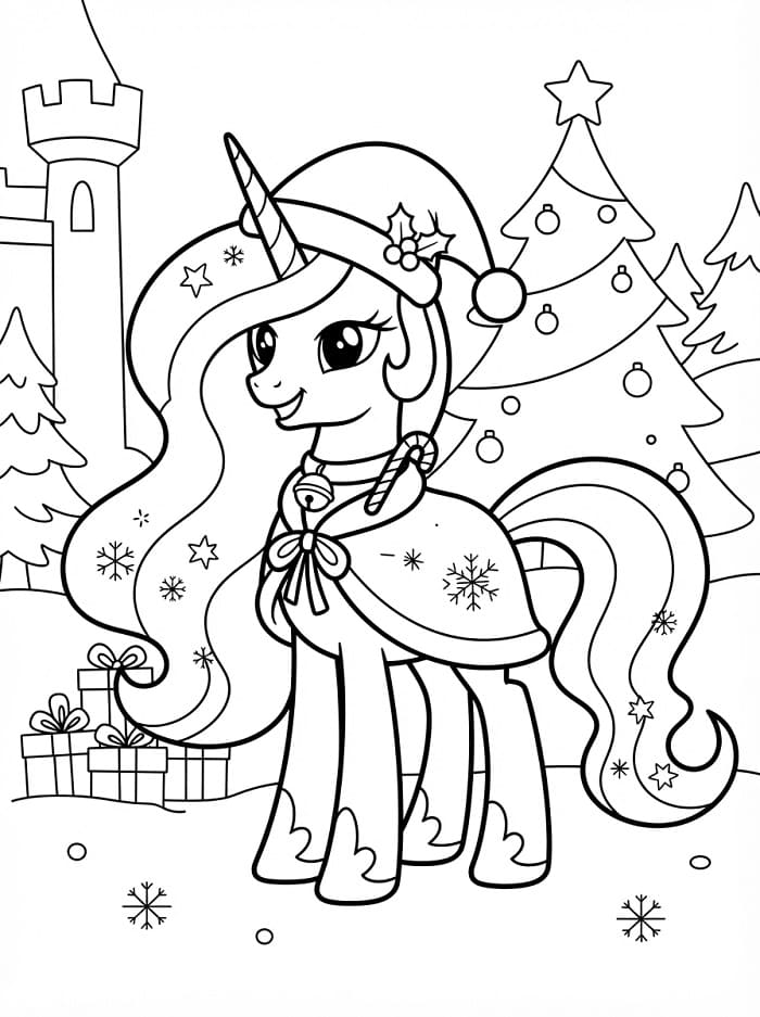 Coloriage Princesse Celestia à Noël