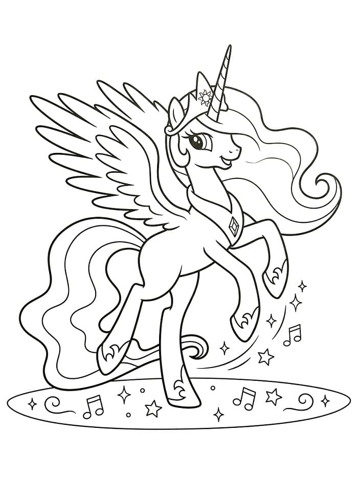 Coloriage Princesse Celestia élégante