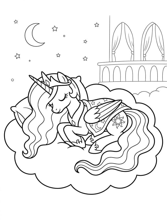 Coloriage Princesse Celestia endormie