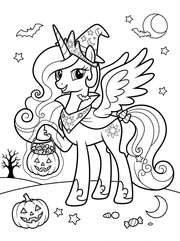 Coloriage Princesse Celestia pour Halloween