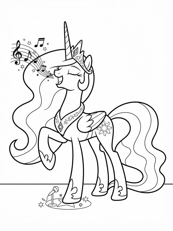 Coloriage Princesse Celestia qui chante