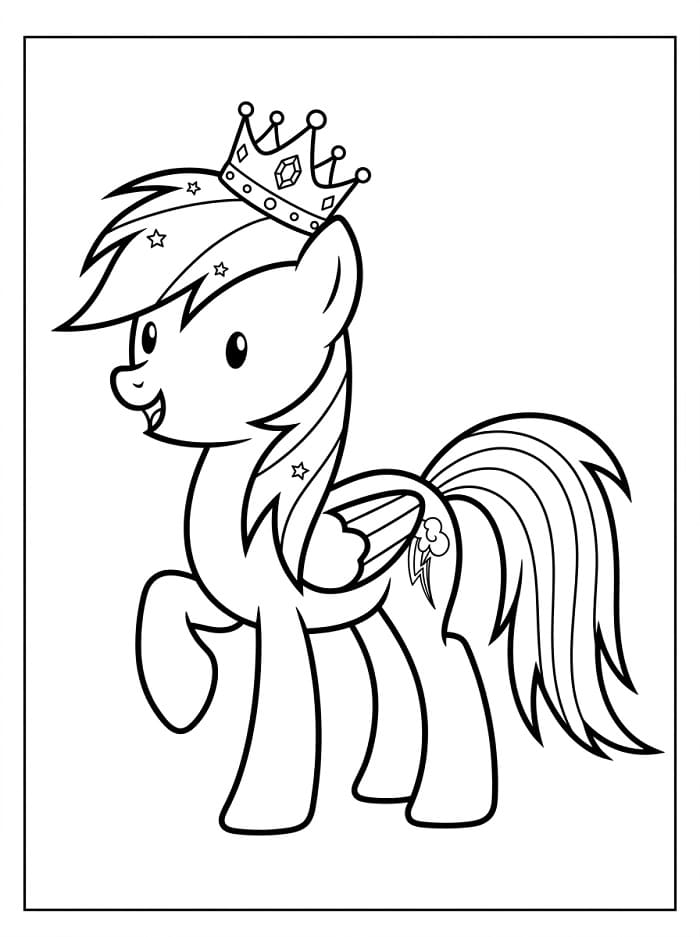 Coloriage Rainbow Dash avec une couronne
