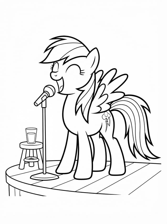 Coloriage Rainbow Dash chanteuse