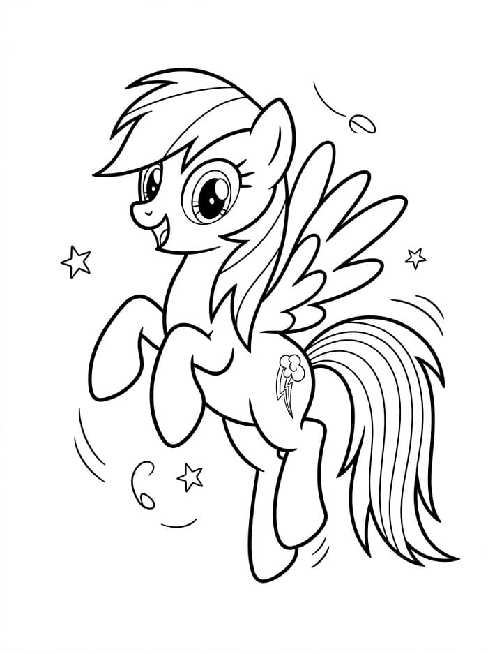 Coloriage Rainbow Dash enjouée