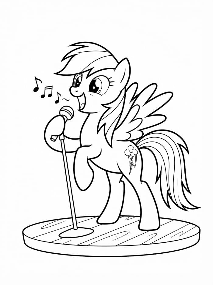 Coloriage Rainbow Dash qui chante