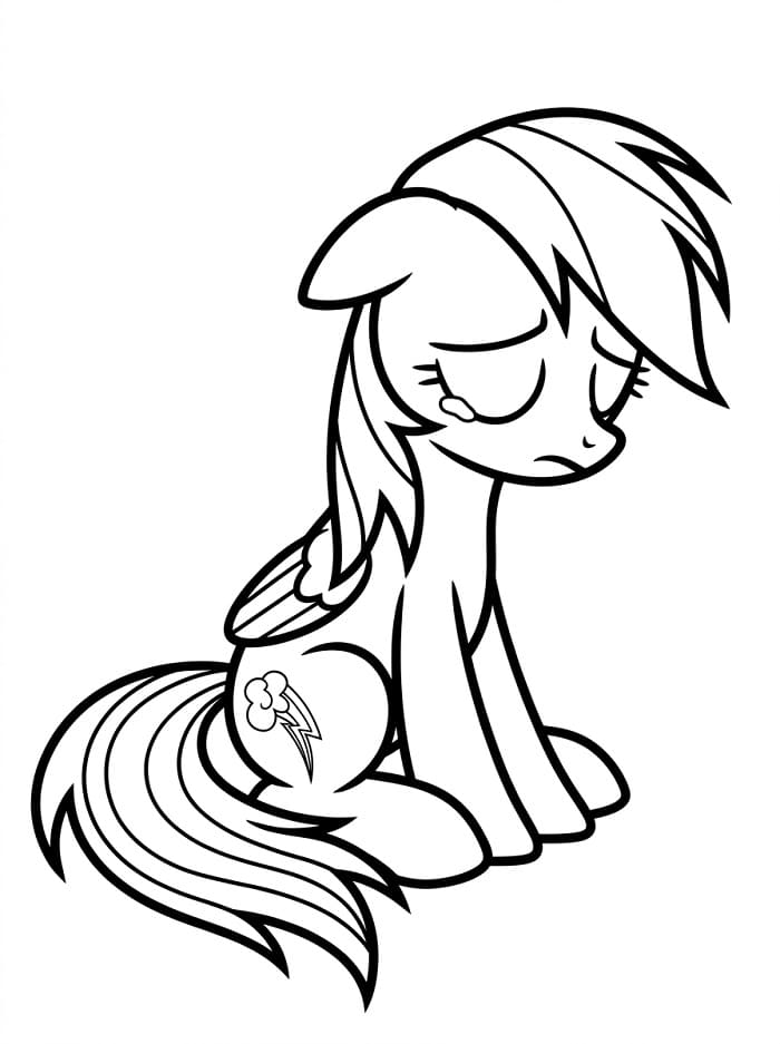 Coloriage Rainbow Dash qui pleure