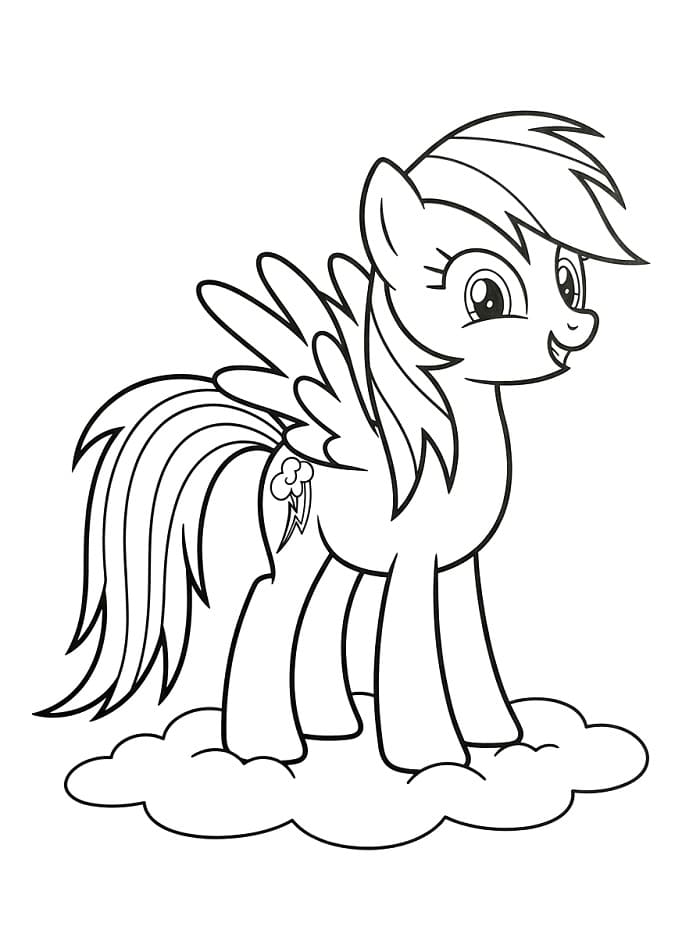Coloriage Rainbow Dash ur un nuage