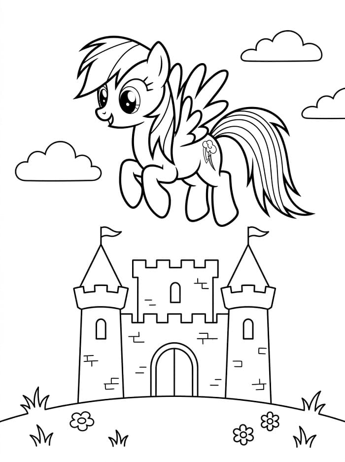 Coloriage Rainbow Dash volante