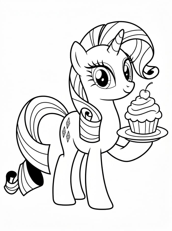 Coloriage Rairty avec cupcake