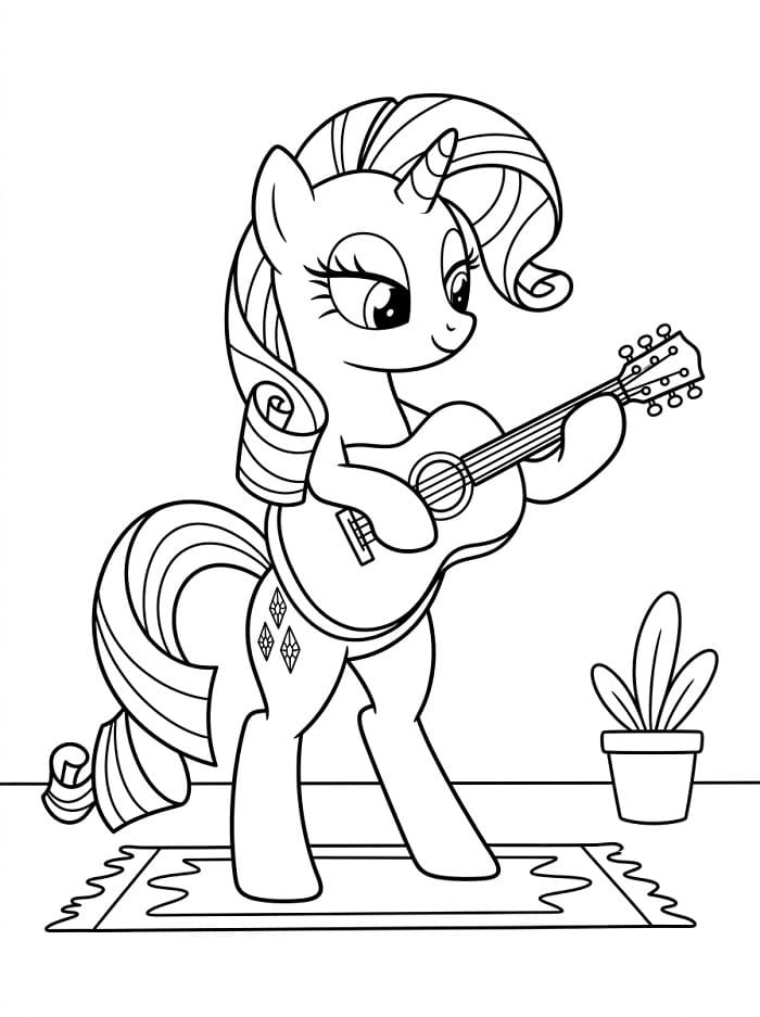 Coloriage Rarity avec guitare