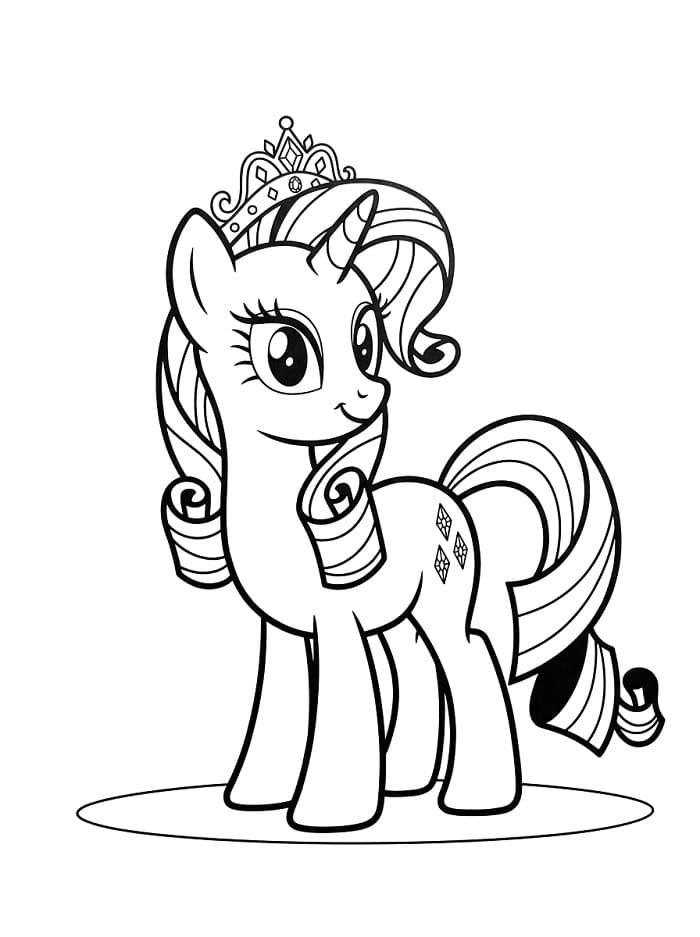 Coloriage Rarity avec une couronne