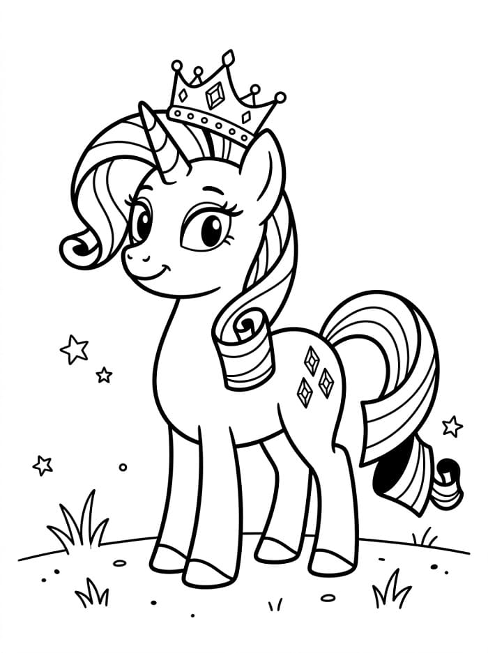 Coloriage Rarity et couronne