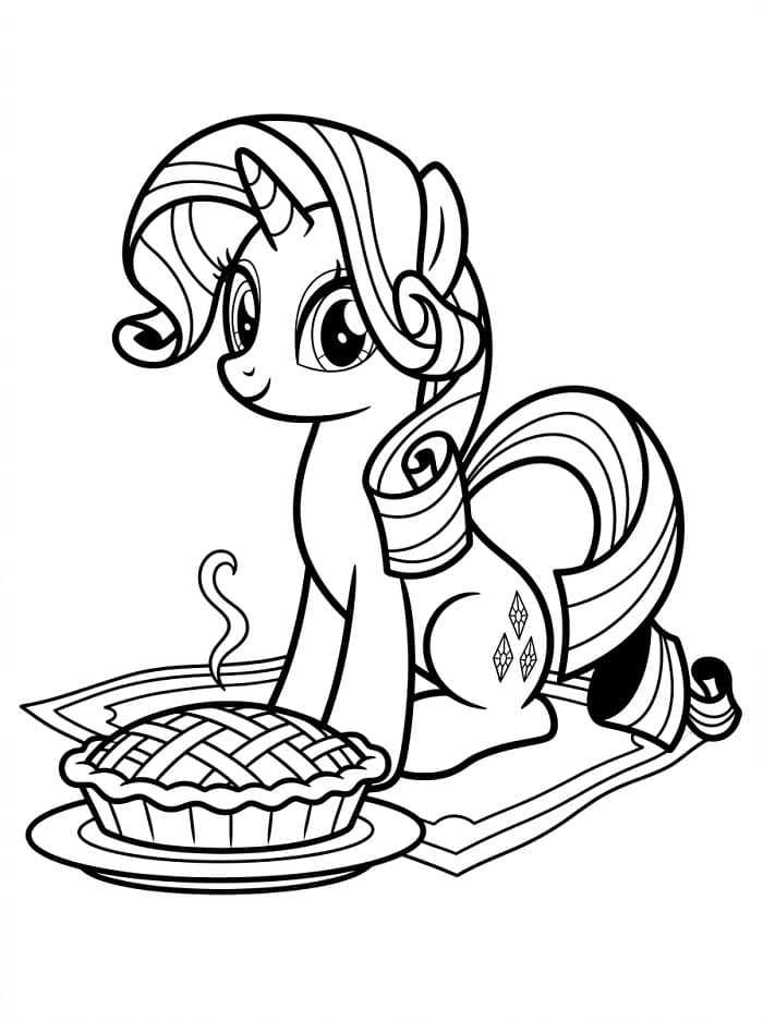 Coloriage Rarity et tarte