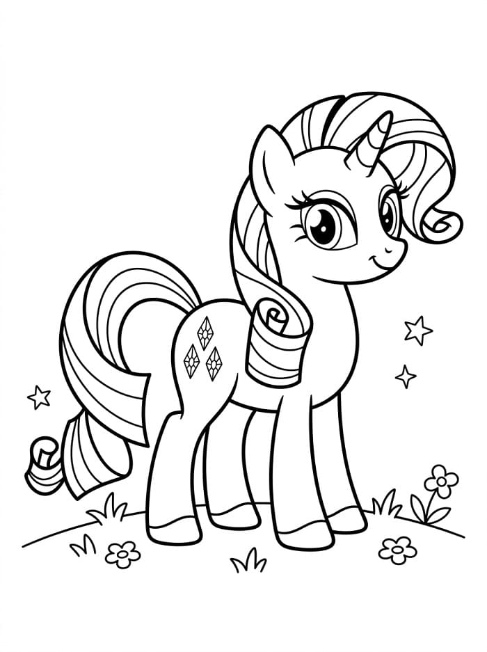Coloriage Rarity joyeuse