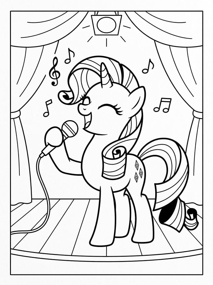 Coloriage Rarity qui chante