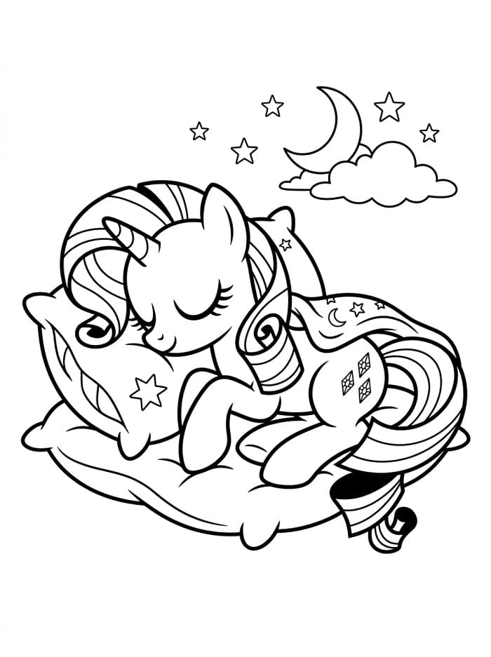 Coloriage Rarity qui dort