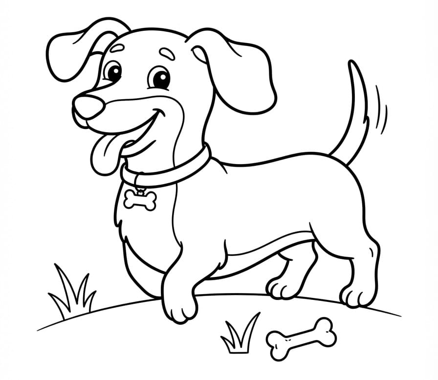 Coloriage Teckel amical