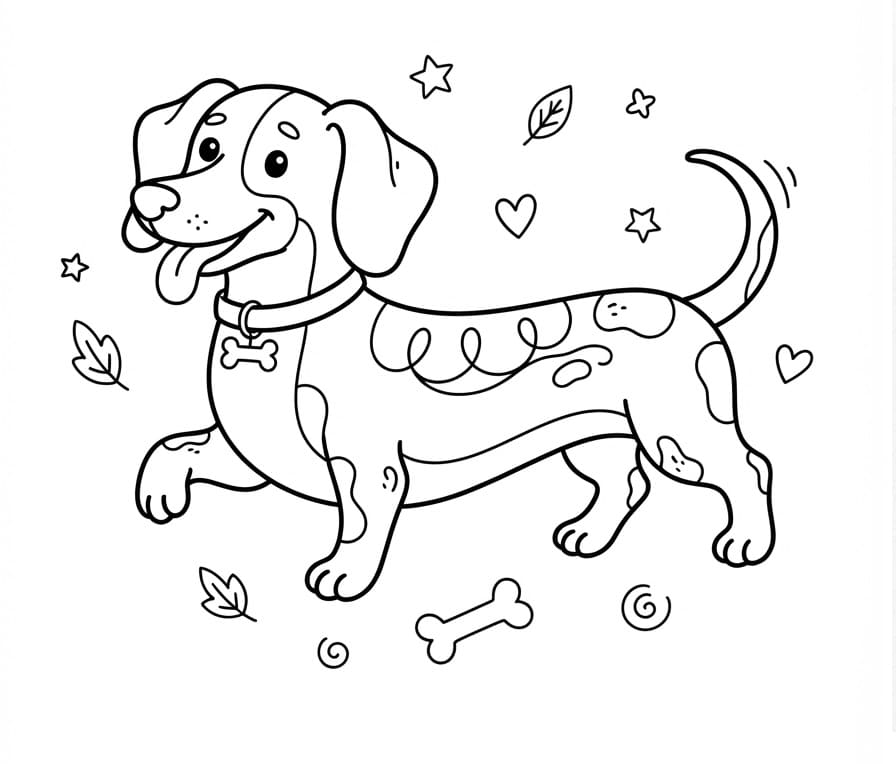 Coloriage Teckel heureux