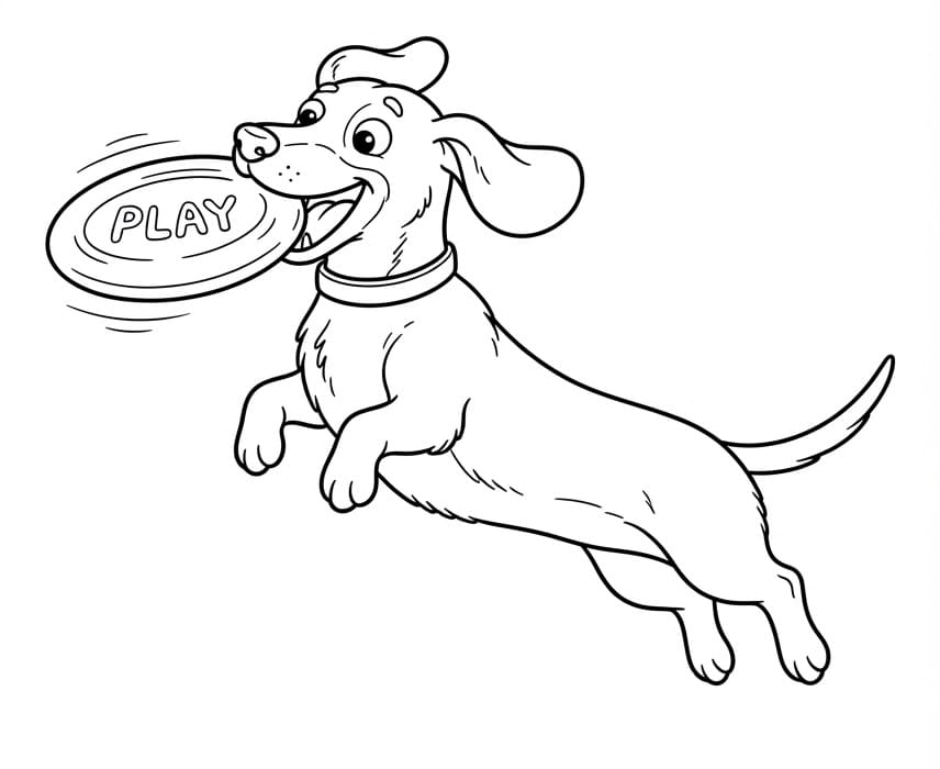 Coloriage Teckel joyeux