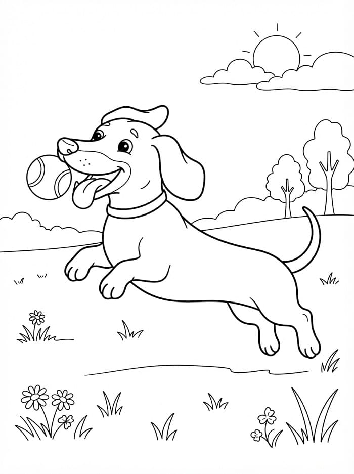 Coloriage Teckel rigolo